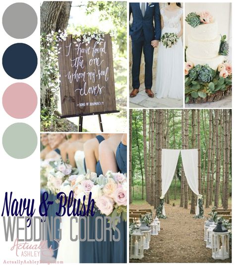 all four colors i like - grey, navy, sage, blush (incorporate lavender) Blush Wedding Scheme, Blush Wedding Colour Scheme, Pink Wedding Color Scheme, Vintage Biology, Navy Blush Weddings, Blue And Blush Wedding, Blush Wedding Colors, Wedding Color Palettes, Navy And Blush