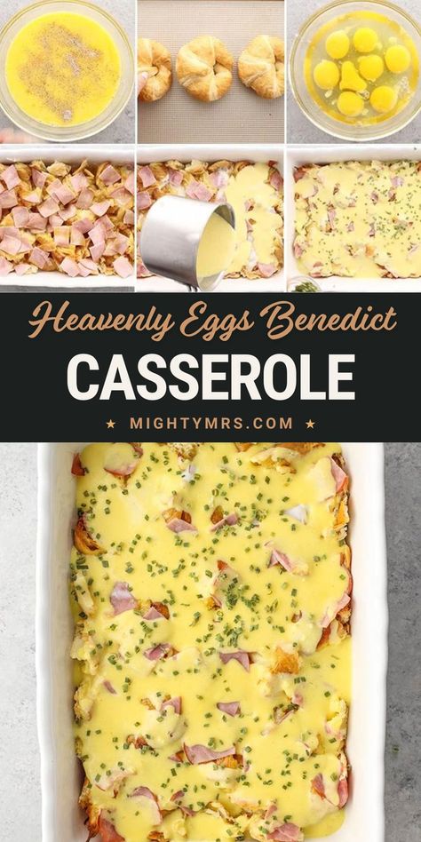 Breakfast Casserole Eggs Benedict, Eggs Benedict For A Large Group, Easy Breakfast Dishes For A Crowd, Healthy Breakfast Recipes For A Crowd, Eggs Benedict Breakfast Pastry, Egg Breakfast For A Crowd, Breakfast Crossiant Casserole, Eggs Benedict Casserole With Croissants, Eggs Benedict For A Crowd Brunch