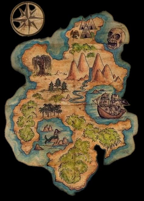 Peter Pan Map, Treasure Island Map, Neverland Map, Living Room Posters, Posters Bedroom, Fantasy Map Making, Skull Rock, Bedroom Painting, Canvas Wall Art Living Room