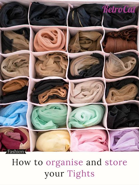 Tights Organization Ideas, How To Store Tights, Organised Closet, Seamed Tights, Book Fashion, Panty Hose, Vanity Room, Sharing Economy, Stockings Heels