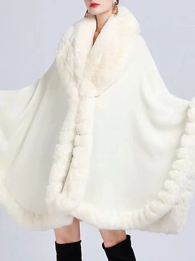 Shawls Women's Wrap Pure Elegant Sleeveless Knitwear Wedding Wraps With Pure Color For Party Spring & Summer 2024 - $81.99 Faux Fur Wedding, Poncho Coat, Faux Fur Wrap, Poncho Cardigan, Warm Cardigan, Fur Wrap, Loose Coats, Capes For Women, Poncho Cape