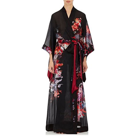 Carine Gilson Women's Floral Silk Long Kimono ($1,798) ❤ liked on Polyvore featuring black and carine gilson Designer Loungewear, Carine Gilson, Kimono Design, Silk Kimono Robe, Japanese Dress, Long Kimono, Dress Shapes, Kimono Dress, Luxury Gifts