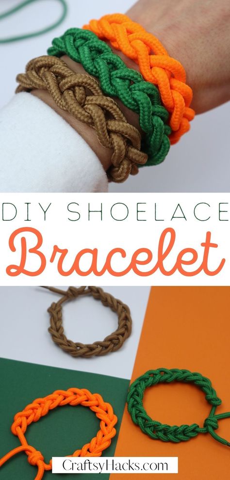 Shoelace Bracelet Diy, Shoe Lace Bracelet, Shoelace Crafts, Jewellery Hack, Upcycled Jewelry Diy, Cute Diy Bracelets, Shoelace Bracelet, Recycled Bracelets, Easy Crafts For Teens