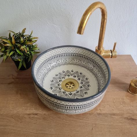 Gray Mid Century Modern Bowl Sink Bathroom Vessel Washbasin - Etsy UK White Grey Paint, Green Sink, Modern Bowl, Ceramic Sinks, Eco Friendly Decor, Vessel Sink Bathroom, Grey Ceramics, Bowl Sink, Mid Century Ceramics