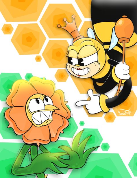 Cagney Carnation and Rumor Honeybottoms by IanZeep Cuphead Rumor Honeybottoms, Rumor Honeybottoms, Cagney Carnation, Princess Toadstool, Cuphead Game, Baby Cups, Deal With The Devil, Fan Comic, Game Pictures