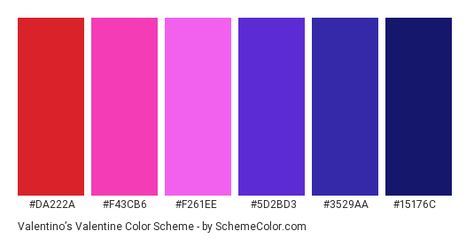 Valentines Color Palette, Valentine Color Palette, Valentine Colors, Purple Games, Red Names, Hexadecimal Color, Blue Names, Colors Schemes, Blue Pigment