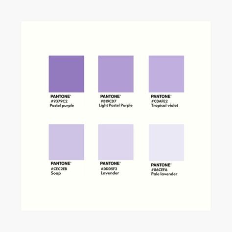 Pantone Purple Pastel, Lavender Pantone Palette, Lilac Hex Code, Light Purple Colour Palette, Soft Purple Palette, Lilac Pallet Colour Palettes, Purple Pantone Palette, Light Purple Palette, Light Purple Pantone