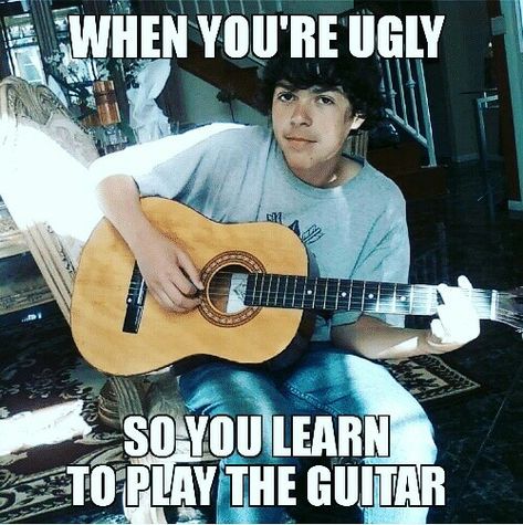 Funny Guitarist Memes, Acoustic Guitar Memes, Guitar Memes Humor, Musician Jokes, Guitar Funny, Learn Bass Guitar, Funny Guitar, Musician Humor, Acoustic Guitar Music