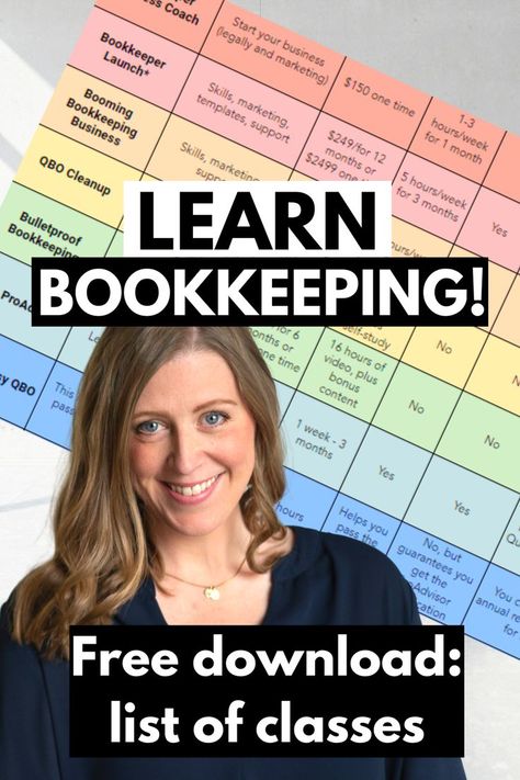 It's overwhelming to sort through these bookkeeper classes, so I've done it for you--and made a chart with the price, time commitment and other important information for bookkeepers. 

Some courses I mention in my review: Bookkeeper Launch, Booming Bookkeeping Business, Bulletproof Bookkeeping, 5 minute Bookkeeping and more! Best Bookkeeping Courses, Bookkeeping Price List, Non Profit Bookkeeping, Free Accounting Courses, Free Bookkeeping Courses, Book Keeping For Beginners, Learn Bookkeeping, Virtual Bookkeeper, Bookkeeping Basics