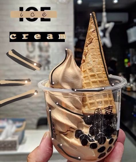 Soft Serve Sundae, Soft Serve Ice Cream Ideas, Soft Ice Cream Ideas, Ice Cream Serving Ideas, Ice Cream Business Ideas, Ice Cream Cups Design, Boba Ice Cream, Ice Cream Ideas, Ice Cream Business