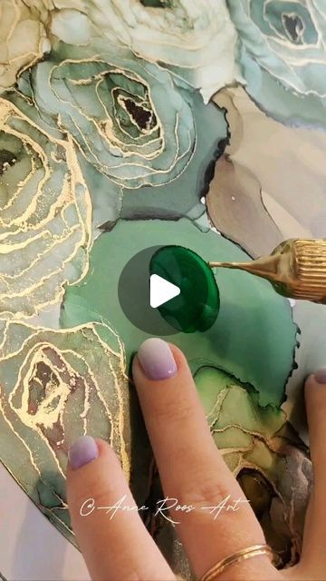 Resin On Acrylic, Green Resin Art, Yupo Paper Art, Textured Paste, Roses Acrylic, Resin Making, Acrylic Art Projects, Resin Crafts Tutorial, Alcohol Ink Crafts