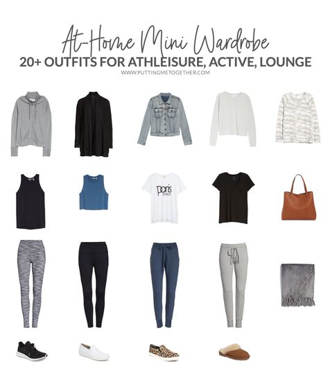 comfy at-home wardrobe for athleisure, activewear, loungewear - 20 outfits Athleta Capsule Wardrobe, Athleisure Outfits Spring 2023, Everyday Athleisure Outfits, 2023 Athleisure Outfits, Athleisure Capsule Wardrobe 2023, Spring Athleisure Outfits 2023, Athleisure Outfits 2023, Lounge Wear Capsule Wardrobe, Work From Home Outfits Women