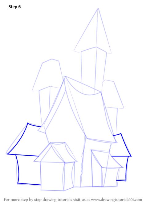 Scary Houses Drawing, Haunting House Drawing, Halloween Houses Drawings, Haunted House Drawing Step By Step, Halloween Drawings Tutorial, Scary House Painting, Drawing Ideas House Easy, Drawing A Haunted House, Creepy House Illustration