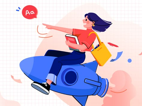 go to school by 杨茜茜 on Dribbble Back To School Illustration, Illustration School, School Illustration, Flat Design Illustration, 카드 디자인, Go To School, People Illustration, Flat Illustration, Illustrations And Posters