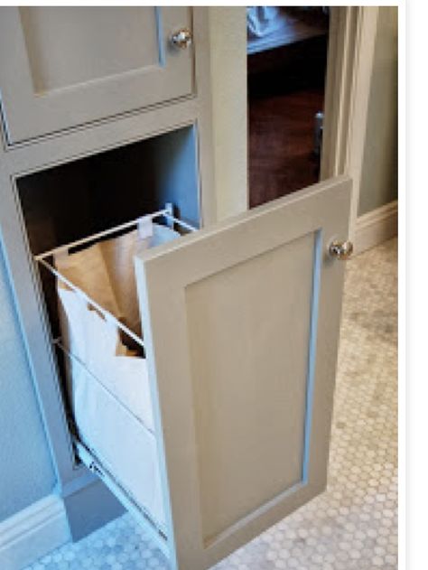 Laundry Room Hamper, Bathroom Hampers, Laundry Hamper Cabinet, Hamper Cabinet, Renovation Inspiration, Laundry Closet, Master Bath Remodel, Diy Renovation, Laundry In Bathroom