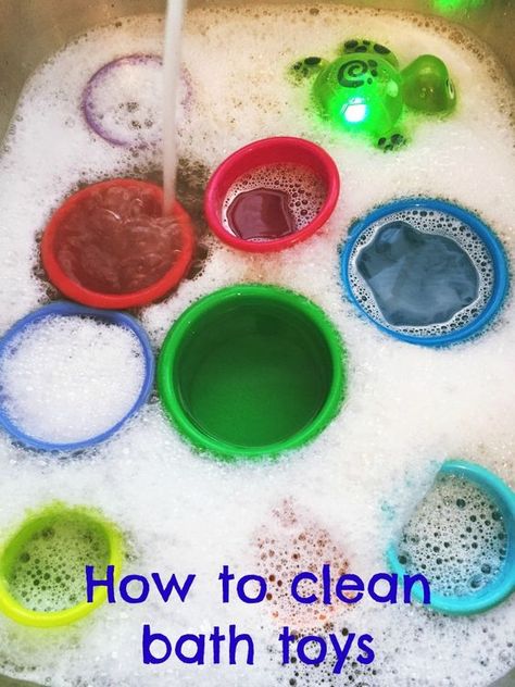 How to clean bath toys | Easy way to get all the black yucky gunk off bath toys and keep them clean! | Daisies & Pie Clean Bath Toys, Cleaning Bath Toys, Bath Toy Storage, Bathroom Toys, Homemade Toilet Cleaner, Diy Cleaning Products Recipes, Fast Cleaning, Bath Toy, Best Of British