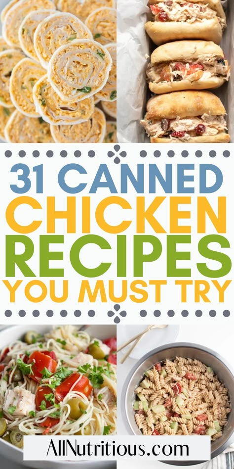 Can Of Chicken Recipes Meals, Can Chicken Ideas, Limited Ingredient Chicken Recipes, Lunch Ideas With Canned Chicken, Canned Chicken Recipes Dinners Easy Meals, Meal Prep With Canned Chicken, Easy Can Chicken Recipes, Chicken In A Can Recipe, How To Use Canned Chicken