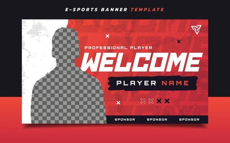 New Player E-sports Gaming Banner Template for Social Media Gaming Banner Template, Football Logo Design, Template For Social Media, Photoshop Lessons, Instagram Design Creative, Easy Disney Drawings, Sport Logo Design, S Logo Design, Youtube Banner Design