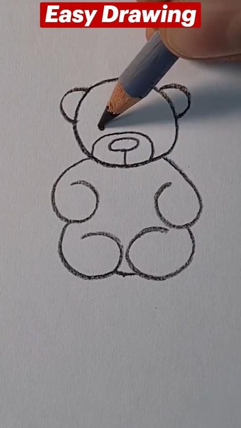 Easy Teddy Bear Drawing, Teddy Bear Drawing Easy, Doodle Art Easy, Teddy Bear Sketch, Teddy Bear Drawing, Hand Art Kids, Pencil Drawings For Beginners, Easy Art For Kids, Easy Doodle