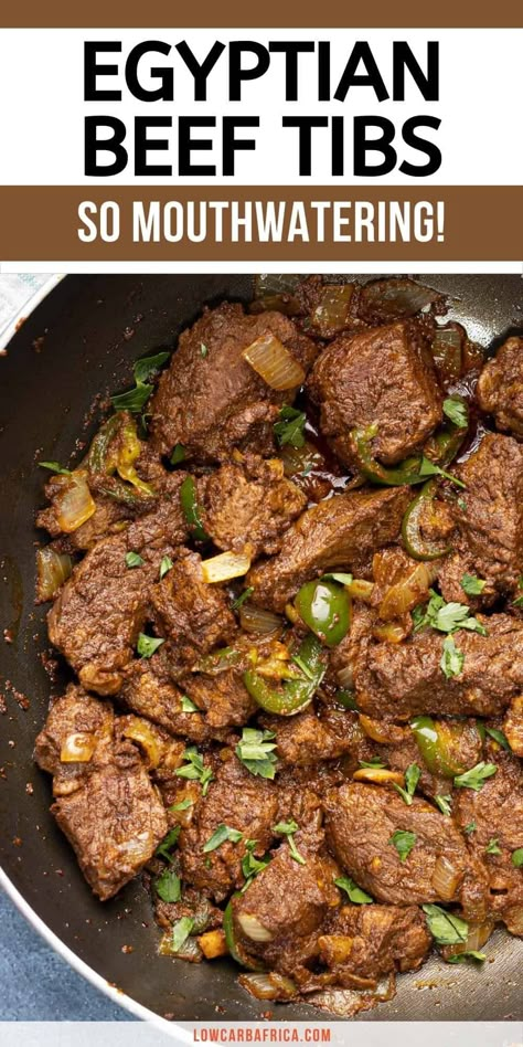 Awaze Tibs (Ethiopian beef tibs) is a spicy Ethiopian stir-fry that is so versatile, and you can eat it in different ways. It has a rich, bold, ethnic flavor and is ready in just 25 minutes! #lowcarb #lowcarbrecipe #ketorecipe #ketodiet #lchf #paleo #africanrecipes #africanketo | LowCarbAfrica.com Chicken Tibs Ethiopian Recipe, Awaze Tibs Recipe, Ethiopian Beef Tips, Ethiopian Beef Stew, Egyptian Beef Recipes, Tibs Ethiopian Recipe, Easy Ethiopian Recipes, Semi Homemade Meals, Healthy Cultural Recipes