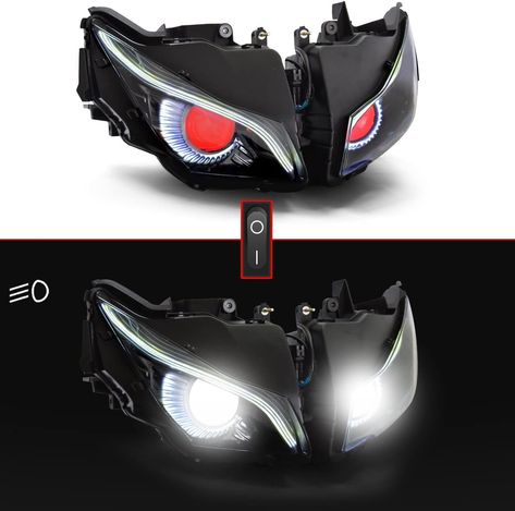 KT Eagle Eyes LED Headlight Assembly for CBR1000RR 2012-2016 Red Demon Eyes Custom Modified Motorcycle Sportbike Front Head Lamp High/Low Beam DRL Optical Fiber Modified Motorcycle, Red Demon, Eagle Eyes, Lit Motors, Demon Eyes, Optical Fiber, Eagle Eye, Head Lamp, Headlight Assembly