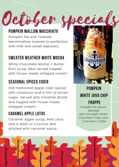 Lotus Recipe, Fall Coffee Drinks, Energy Drink Recipe, Homemade Coffee Drinks, Coffee Names, Starting A Coffee Shop, Mobile Coffee Shop, Coffee Trailer, Italian Soda