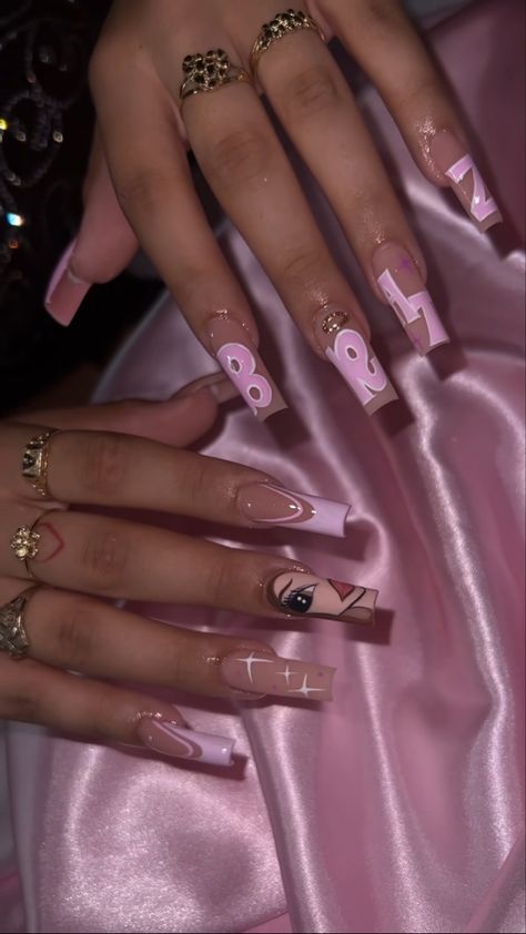 Bratz Nails, Bandana Nails, Barbie Pink Nails, Nail Art Designs Images, Spring Nail Designs, Fancy Nails Designs, Long Nail Designs, Brighter Days, Cute Acrylic Nail Designs