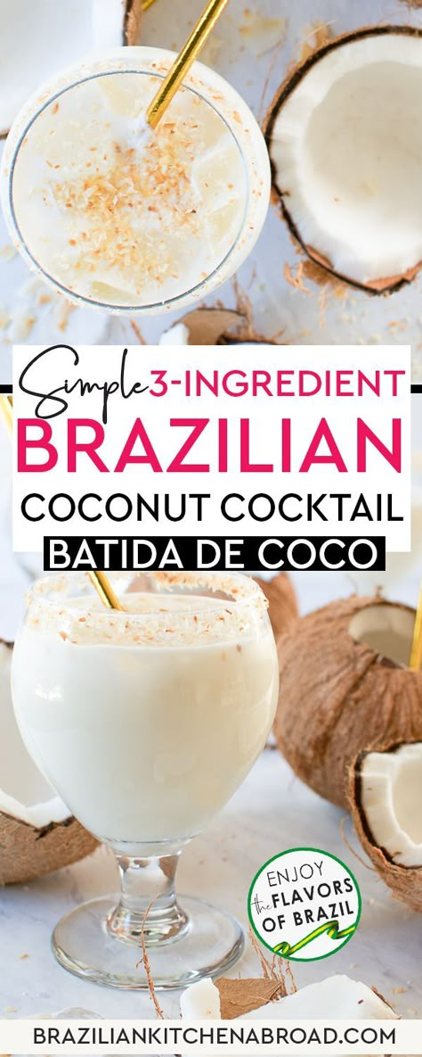 Coconut Pina Colada Recipe, Piña Colada Recipes, Rum And Coconut Drinks, Coconut Tequila Recipes, Coniac Drinks, Craft Drinks, Coconut Refresher Drink, Cream Of Coconut Recipes Drinks, Coconut Drink Recipes