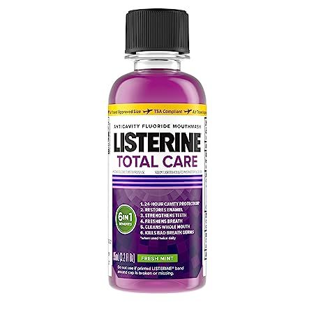 Listerine Total Care Anticavity Mouthwash, 6 Benefit Fluoride Mouthwash for Bad Breath and Enamel Strength, Fresh Mint Flavor, Travel Size, 3.2 fl. Oz (Pack of 12) Remineralizing Mouthwash, Listerine Mouthwash, Antiseptic Mouthwash, Mouth Rinse, Strengthen Teeth, American Dental Association, Dating Divas, How To Prevent Cavities, Tooth Decay