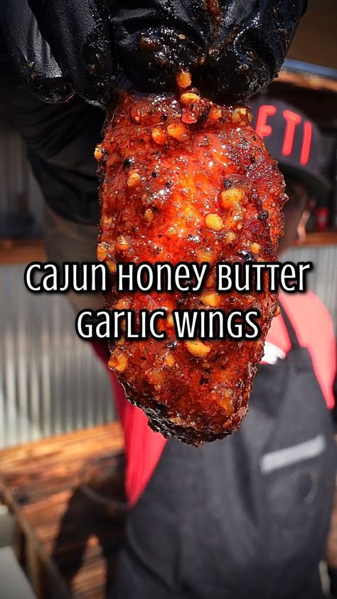 Spicy Honey Bbq Wings, Wing Stop Cajun Wings Recipe, Honey Cajun Wings, Grilling Wings On Gas Grill, Creamy Cajun Garlic Butter Wings, Cajun Wing Sauce Recipe, Wing Flavors Recipes, Tfti Bbq, Cajun Wings Recipe