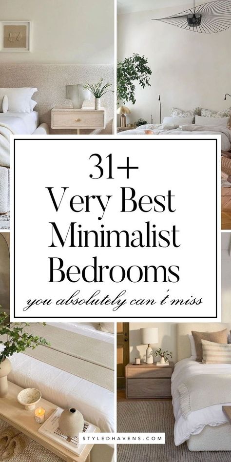 Searching for chic minimalist bedroom ideas for 2024? *These* are our absolutely fav modern bedroom design ideas - hand-picked to inspire you!! Whether you're looking for cozy bedroom design, or , these stylish ideas are sure to inspire you. (SAVE this to your BEDROOM STYLE or bedroom inspo board for later!)