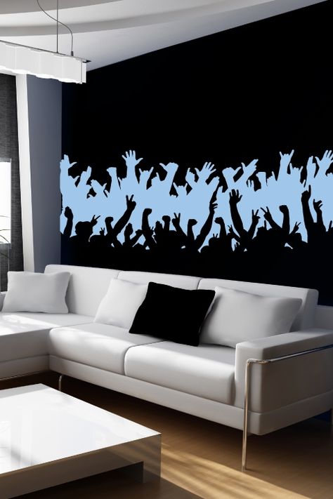 Cheering Crowd, Dance Studio Design, Music Wall Decal, Modern Baby Room, Concert Crowd, Music Studios, Mighty Mouse, Diy Wall Decals, Music Studio Room