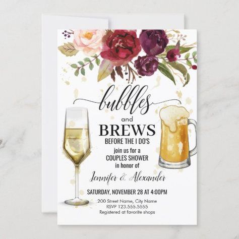 Byob Party, Couples Shower Invitation, Fall Bridal Shower Invites, Bridal Shower Invitations Printable, Couples Bridal Shower, Couple Wedding Shower, Burgundy Wedding Invitations, Couples Shower Invitations, Baby Shower Brunch