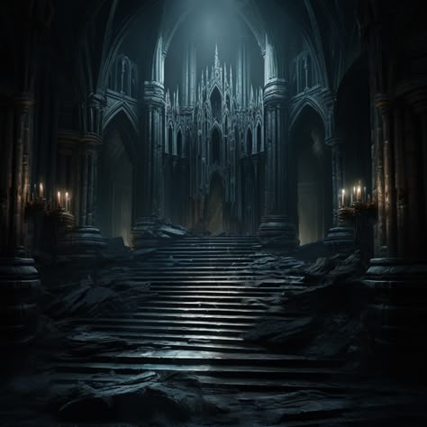 Gothic Castle Interior Medieval, Dark Abyss Aesthetic, Dark Fantasy Castle Interior, Scary Dungeon, Dark Castle Interior, Castle Interior Medieval, Blind Aesthetic, Gothic Castle Interior, Bonded By Thorns