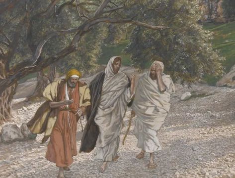 James Tissot, “The Pilgrims on the Road to Emmaus” (c. 1890) The Road To Emmaus, Road To Emmaus, James Tissot, Brooklyn Museum Of Art, Prophet Isaiah, Plan Of Salvation, Life Of Christ, On The Road, Art Sur Toile