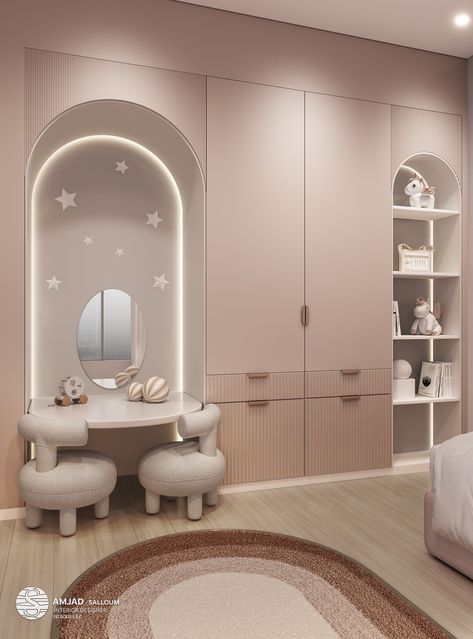 Pink Wallpaper Bedroom, Modern Kids Room Design, Kids Bedroom Furniture Design, Luxury Kids Bedroom, Bedroom Wardrobe Design, Girls Room Design, Kids Room Interior Design, Modern Kids Room, Kids Bedroom Inspiration