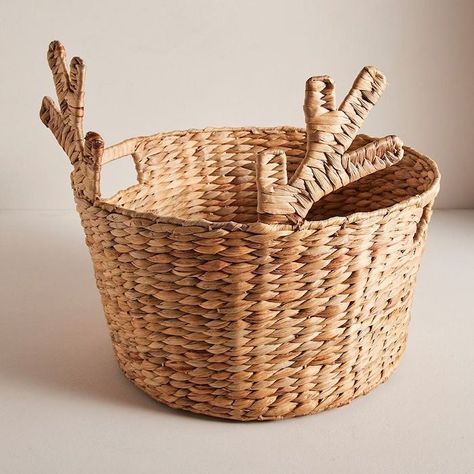 Reindeer Basket Christmas Hamper Water Hyacinth Kids Baskets For Toy Storage Hand Woven -# Animal Basket, Kids Laundry Basket, Christmas Decoration Storage, Cute Basket, Basket Christmas, Weaving For Kids, Kids Baskets, Christmas Hamper, Christmas Baskets