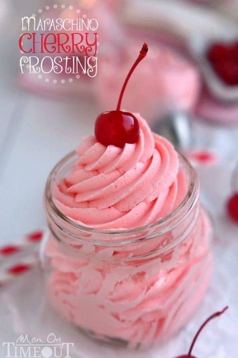 Cherry Frosting Recipe, Cherry Frosting, Cupcake Frosting Recipes, Mom On Timeout, Cherry Coconut, Cherry Recipes, Buttercream Recipe, Fruit Dip, Caramel Recipes