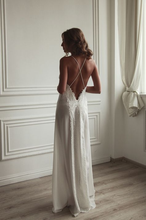 Silk Nightwear Romantic, Wedding Nightgown, Bridal Nightwear, Bridal Nightgown, Wedding Night Lingerie, Bride Lingerie, Silk Nightwear, Honeymoon Outfits, Ideas Outfit