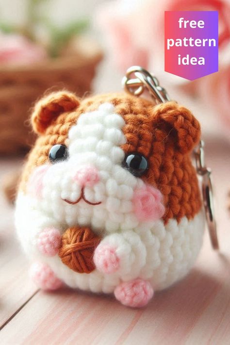 Learn how to crochet an adorable amigurumi hamster keychain! Follow this easy pattern to create your own cute keychain or gift. Perfect for beginners. Bow Tie Template, Easy Amigurumi Pattern, Keychain Pattern, Easy Crochet Animals, Crochet Keychain Pattern, Easy Crochet Patterns Free, Plushie Patterns, Crochet Animals Free Patterns, Crochet Design Pattern