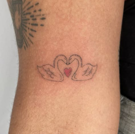 Coquette Stick And Poke, Balletcore Tattoo, Dainty Coquette Tattoos, Croquette Aesthetic Tattoo, Dainty Swan Tattoo, Tattoo Ideas Coquette, Small Coquette Tattoos, Coquette Heart Tattoo, Hyper Feminine Tattoo