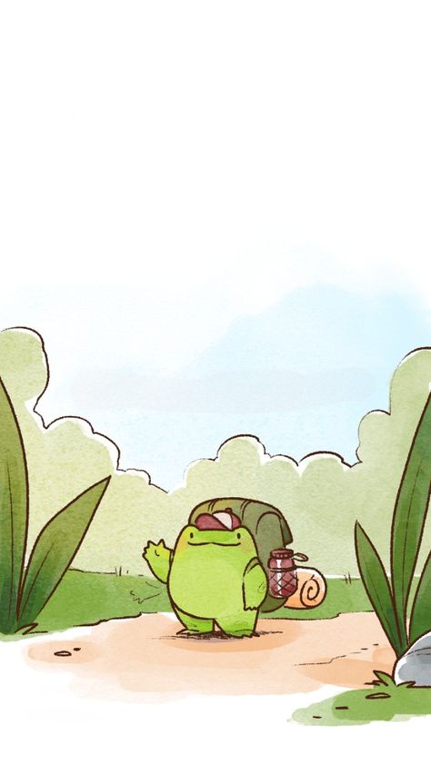 Cute Cartoon Frog Drawing, Cute Frog Art Wallpaper, Cute Frog Character, Green Doodle Wallpaper, Frog Drawing Aesthetic, Cute Froggy Wallpaper, Frogs Aesthetic, Frog Art Aesthetic, Cute Frog Wallpaper