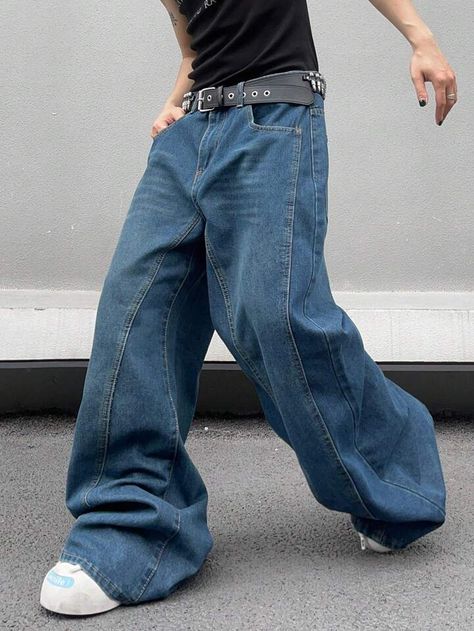 Clothes Manifestation, Wide Leg Jeans Men, Jean Large, Pantalon Large, Street Outfit, Jeans Online, Baggy Jeans, Men Clothing, Jeans For Sale