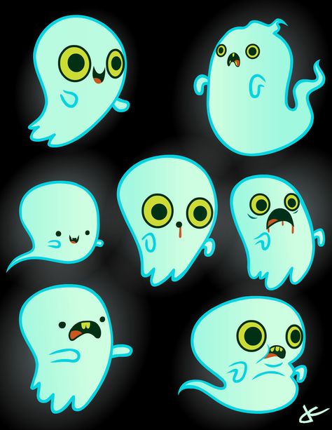 Ghosts by ~JustinCoffee on deviantART Cartoon Ghost, Ghost Drawing, Ghost Games, Posca Art, Halloween Illustration, Game Ui, Creepy Cute, Cute Ghost, Halloween Art