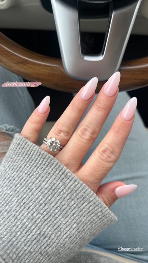 Long Pale Pink Nails, 1 Coat Funny Bunny 2 Coats Bubble Bath, Bunny Pink Nails, 2 Coats Funny Bunny 1 Coat Bubble Bath, Nails With Engagement Ring, Bubble Bath Pink Nails, Nails For Engagement Ring, Funny Bunny Bubble Bath Nails, Pink Engagement Nails