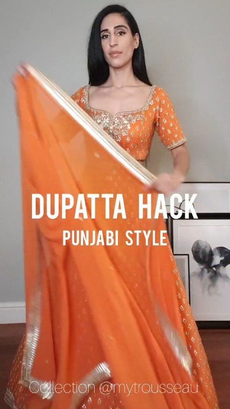 Dupatta Draping Styles On Lengha, Punjabi Saree Style, Chanya Choli Dupatta Style, Western Dupatta Style, How To Drape Punjabi Dupatta, New Style Dupatta Draping, Lehenga Choli Draping Styles, Punjabi Suit Dupatta Draping Styles, Punjabi Style Dupatta Draping