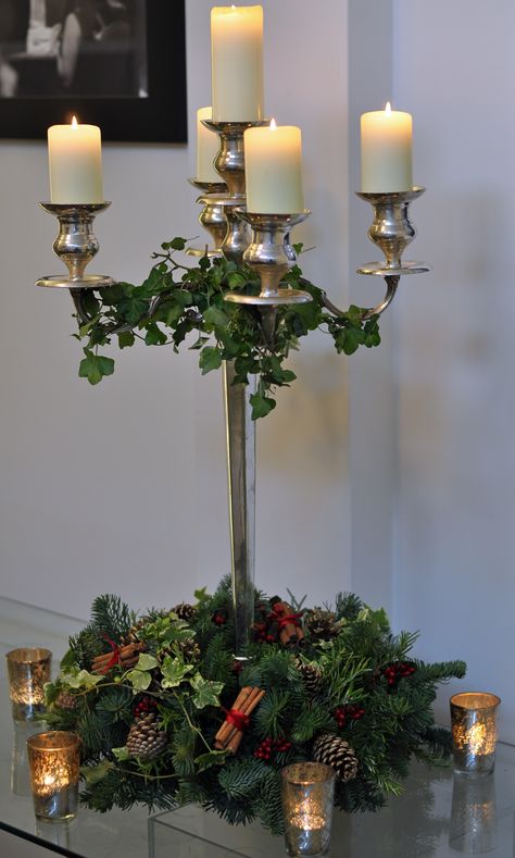 Christmas candelabra Christmas Candleabra Centerpiece, Candelabra Christmas Centerpiece, Christmas Candleabras, Christmas Candelabra Ideas, Candelabra Flowers, Candelabra Wedding Centerpieces, Christmas Candelabra, Candelabra Wedding, Candelabra Centerpiece