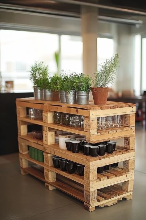 "Transform pallets into stunning furniture pieces! ♻️🛠️ These sustainable DIY Pallet Furniture projects are perfect for eco-friendly homes. Get creative and craft your own custom designs today! 🌍🛋️ #PalletFurniture #SustainableLiving #DIYProjects" Shelf Made From Pallets, Pallet Furniture Diy, Pallet Repurpose, Pallet Craft Table, Easy Diy Pallet Shelves, Furniture Projects Diy, What To Make Out Of Pallets, Pallet Retail Display, Pallet Furniture Indoor