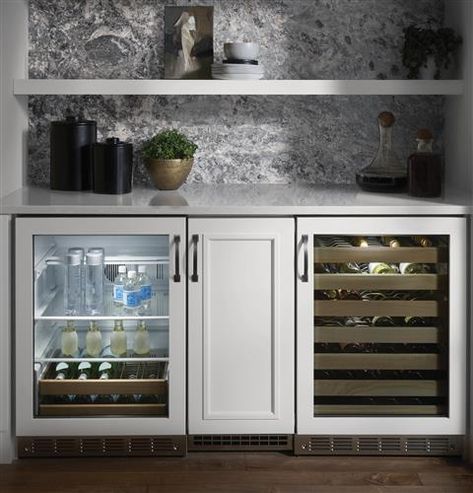 Undercounter Wine Cooler, Nugget Ice, Home Wet Bar, Monogram Appliances, Beverage Fridge, Modern Home Bar, Nugget Ice Maker, Beverage Center, Built In Bar