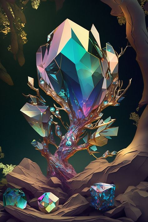 Crystal Cave, Crystal Art, Creative Art, Surrealism, Forest, Fantasy Art, Illustration Art, Iphone, Crystals